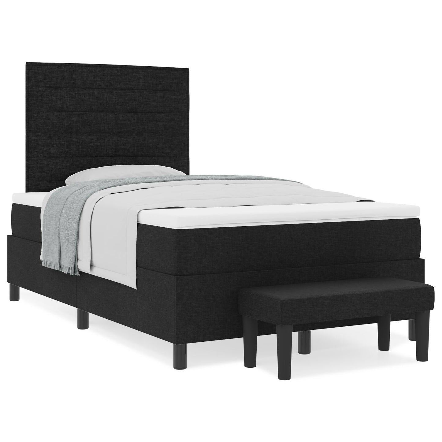 Boxspring Bed Met Matras & Bank Zwart 120X200 Cm Stof Donkergrijs