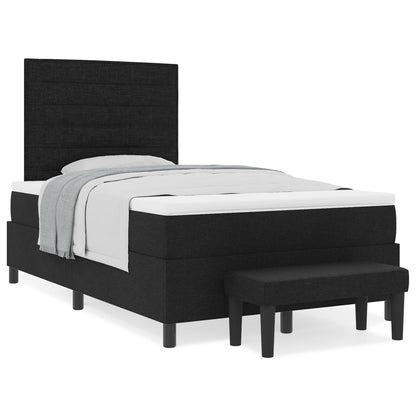Boxspring Bed Met Matras & Bank Zwart 120X200 Cm Stof Donkergrijs