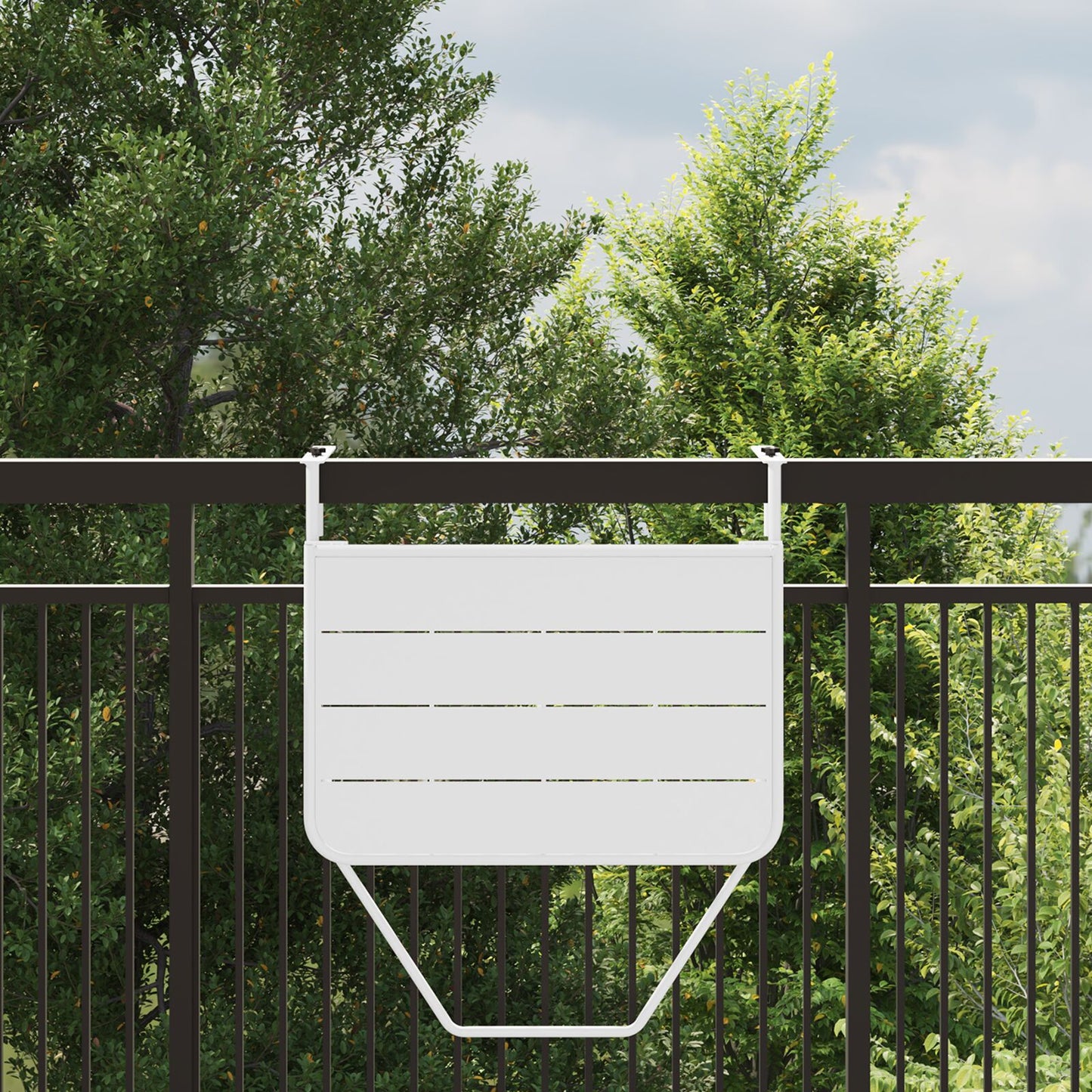 Hangende Balkon Tafel Opvouwbaar 60X40 Cm Staal Wit Lattenontwerp