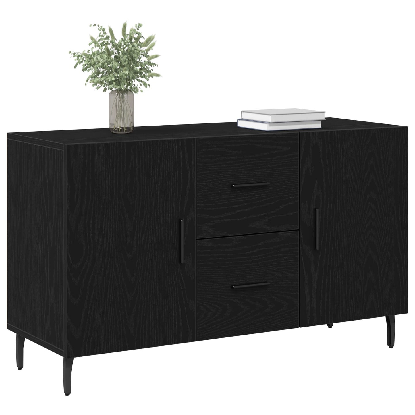 Dressoir Zwart Eiken 100X36X60 Cm Geperst Hout