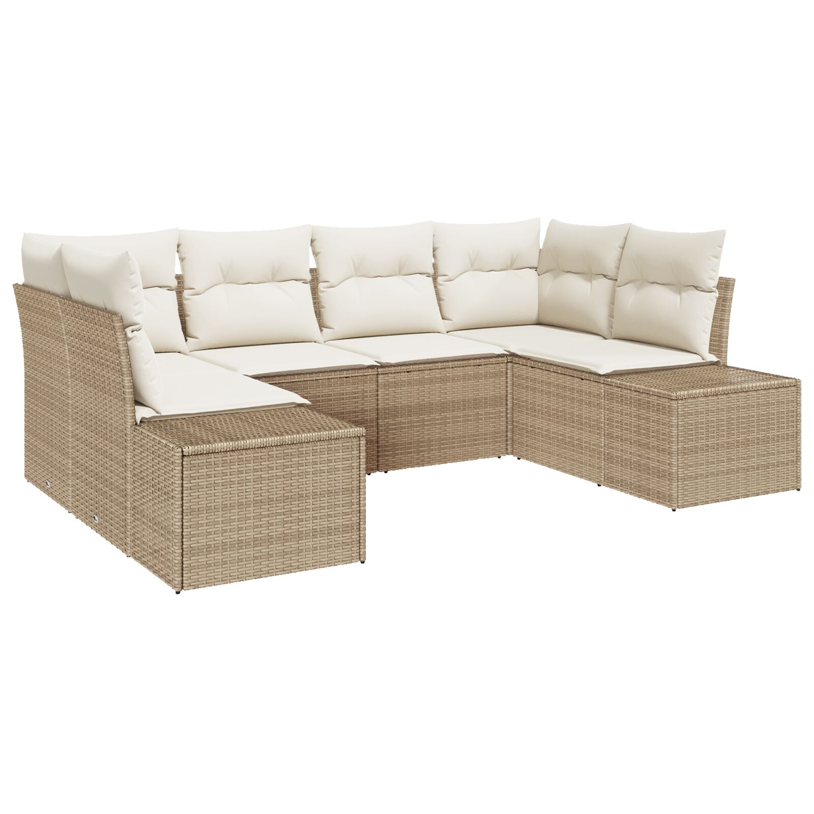 6-Delig Tuin Sofa Set Met Kussens Beige Poly Rattan