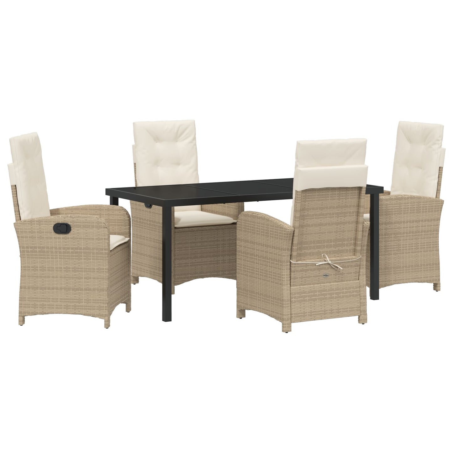5-Delige Tuinset Met Kussens In Beige Poly Rattan