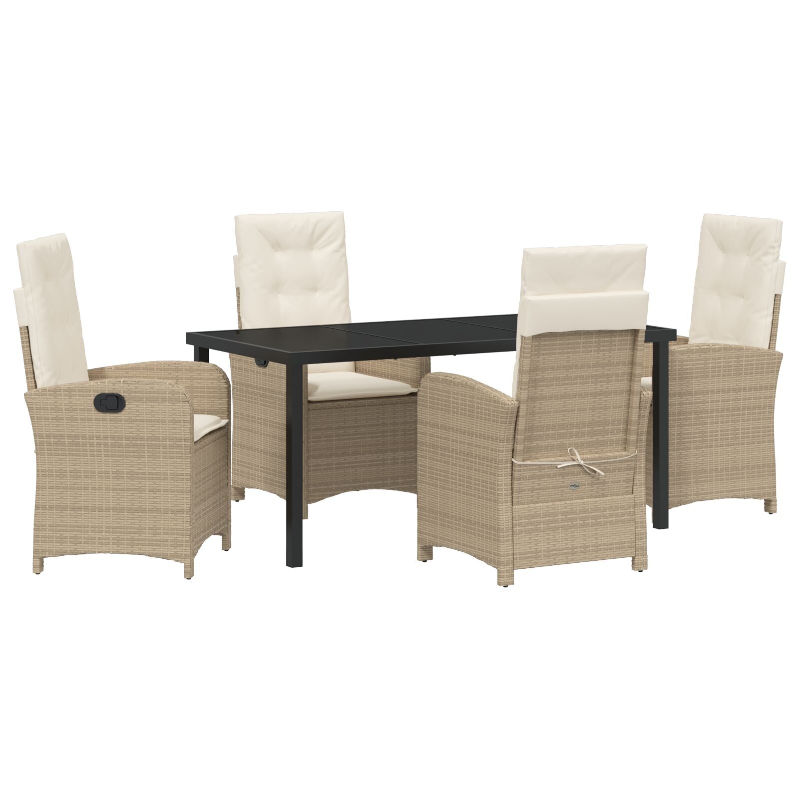 5-Delige Tuinset Met Kussens In Beige Poly Rattan