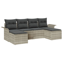 6-Delige Tuinsofa Set Met Kussens Lichtgrijs Poly Rattan