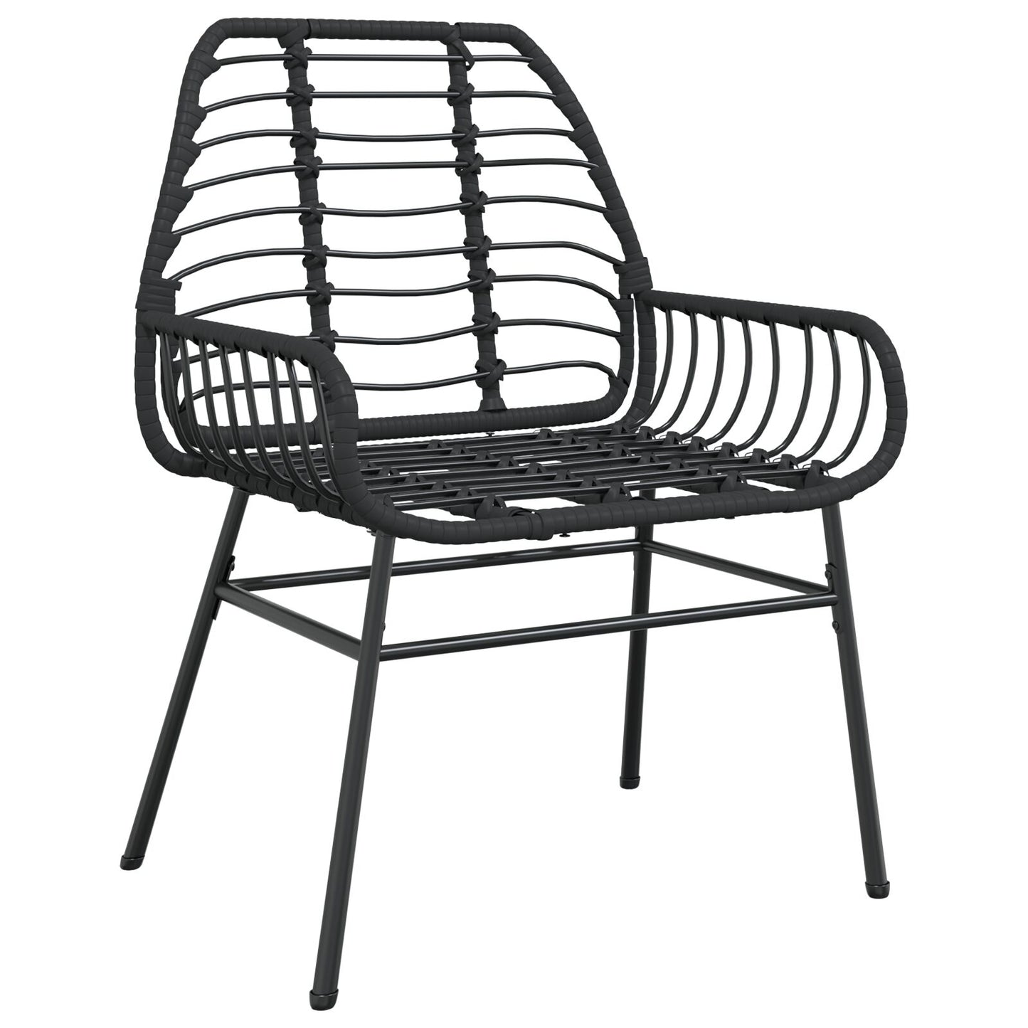 5-Delige Tuin Eetset Zwart Poly Rattan