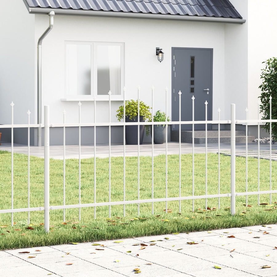 Tuinfence Met Hoopvorm 10.2X1 M Staal Wit 10.2 m 75-100 cm