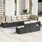 Tuinbankenset 8 personen poly rattan zwart crème