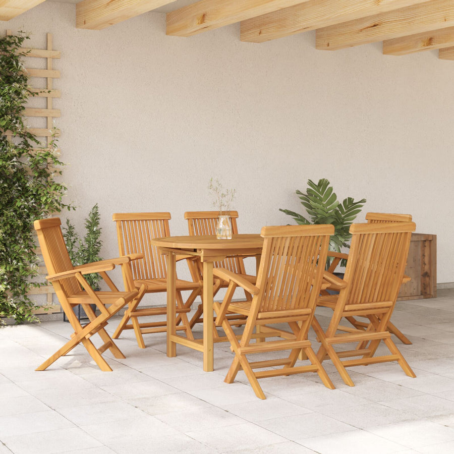 7-Delig Tuin Eettafel Set Van Massief Teak