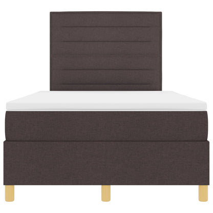 Boxspring Bed Met Matras Donkerbruin 120X200 Cm Stof Blauw