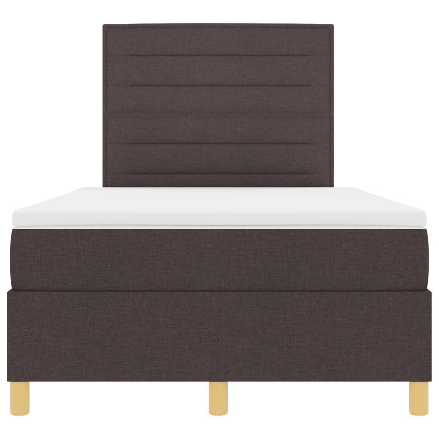 Boxspring Bed Met Matras Donkerbruin 120X200 Cm Stof Blauw