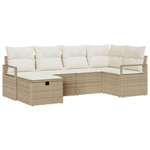 6-Delig Tuin Sofa Set Met Kussens Beige Poly Rattan, 2-Zits Tuin Sofa Met Opslag & Kussens Beige Poly Rattan Wit