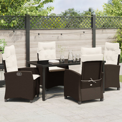 5-Delige Tuinset Met Kussens Bruin Poly Rattan