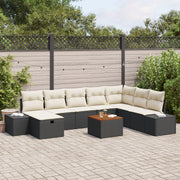 Loungeset 9-delig poly rotan zwart