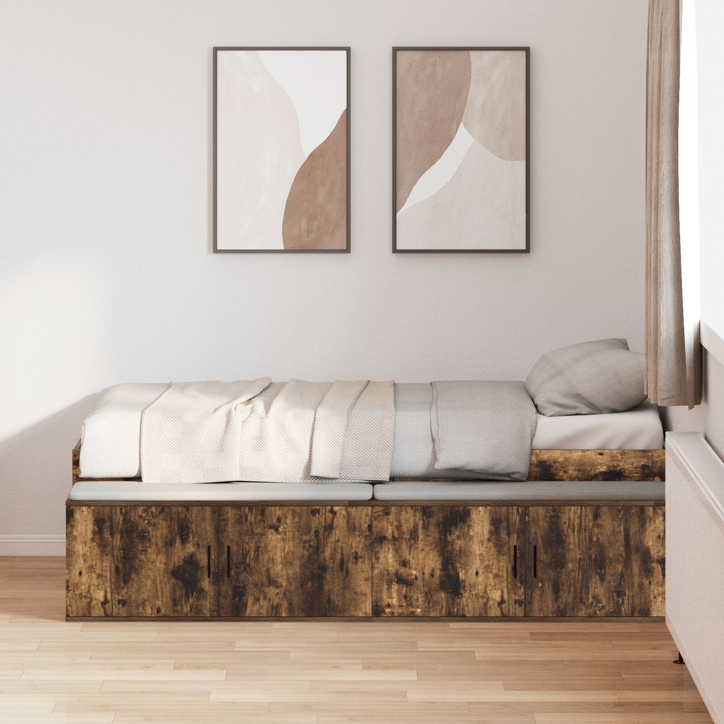 Opbergbedframe Gerookt Eiken 75X190 Cm