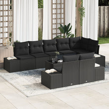 Tuin Sofa Set Set Van 9 Rattan Met Polyester Kussens Zwart met tafel