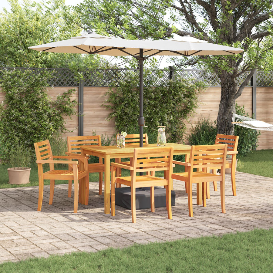 7-Delige Tuin Eetset Van Massief Acaciahout 6-Persoons 150 cm tafel lengte