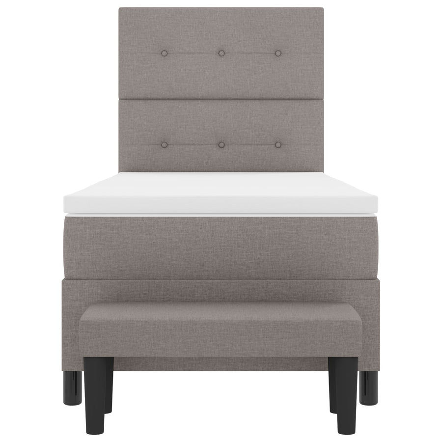 Boxspringbed Met Matras & Bank Stof Taupe 90 x 190 cm Knop gestoffeerd