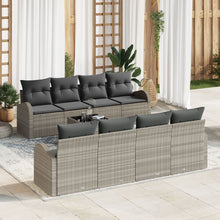 9-Delige Tuin Sofa Set Met Kussens Lichtgrijs Poly Rattan