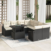 Tuin loungeset 9-delig poly rattan zwart