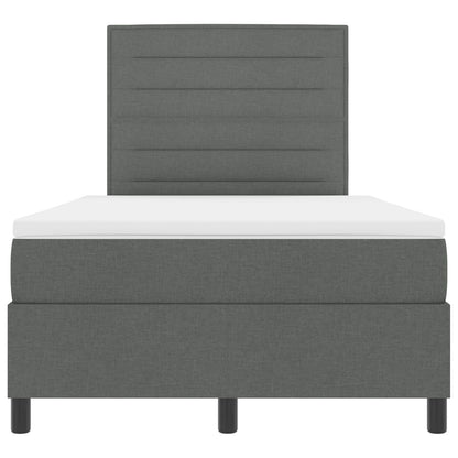 Boxspring Bed Met Matras Stof Donkergrijs 120 x 200 cm Lijnenontwerp