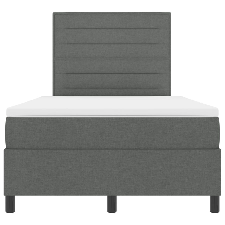 Boxspring Bed Met Matras Stof Donkergrijs 120 x 200 cm Lijnenontwerp