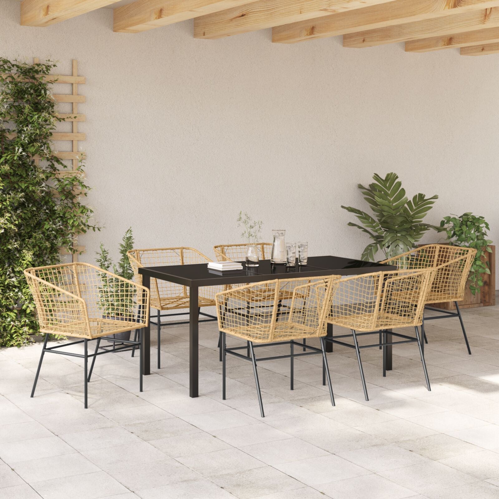 7-Delig Tuin Eetset Bruin Poly Rattan