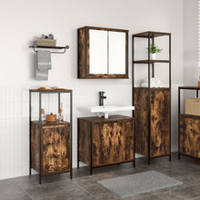 3-Delige Badkamermeubelset In - Gegutereerd Hout Gerookt eiken Basin kast + 2x badkamerkast