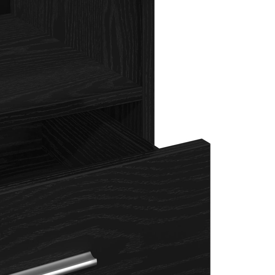 Lectern Podium Met Wielen Zwart Eiken Hout