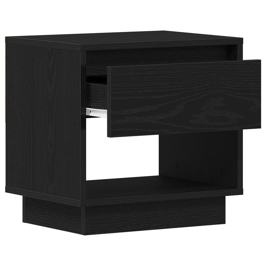 Nachtkastje 2 Stuks Zwart Eiken 45X34X49 Cm Bewerkt Hout