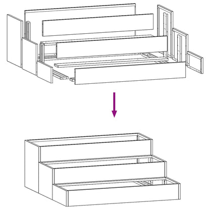 Tuin Plantenbak 3-Laags Staal 90 x 90 x 35 cm Olijfgroen