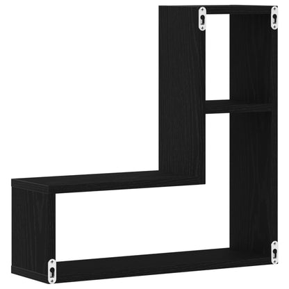 Wandplanken Set Van 2 Zwart Eiken 50X15X85 Cm Houtvezel