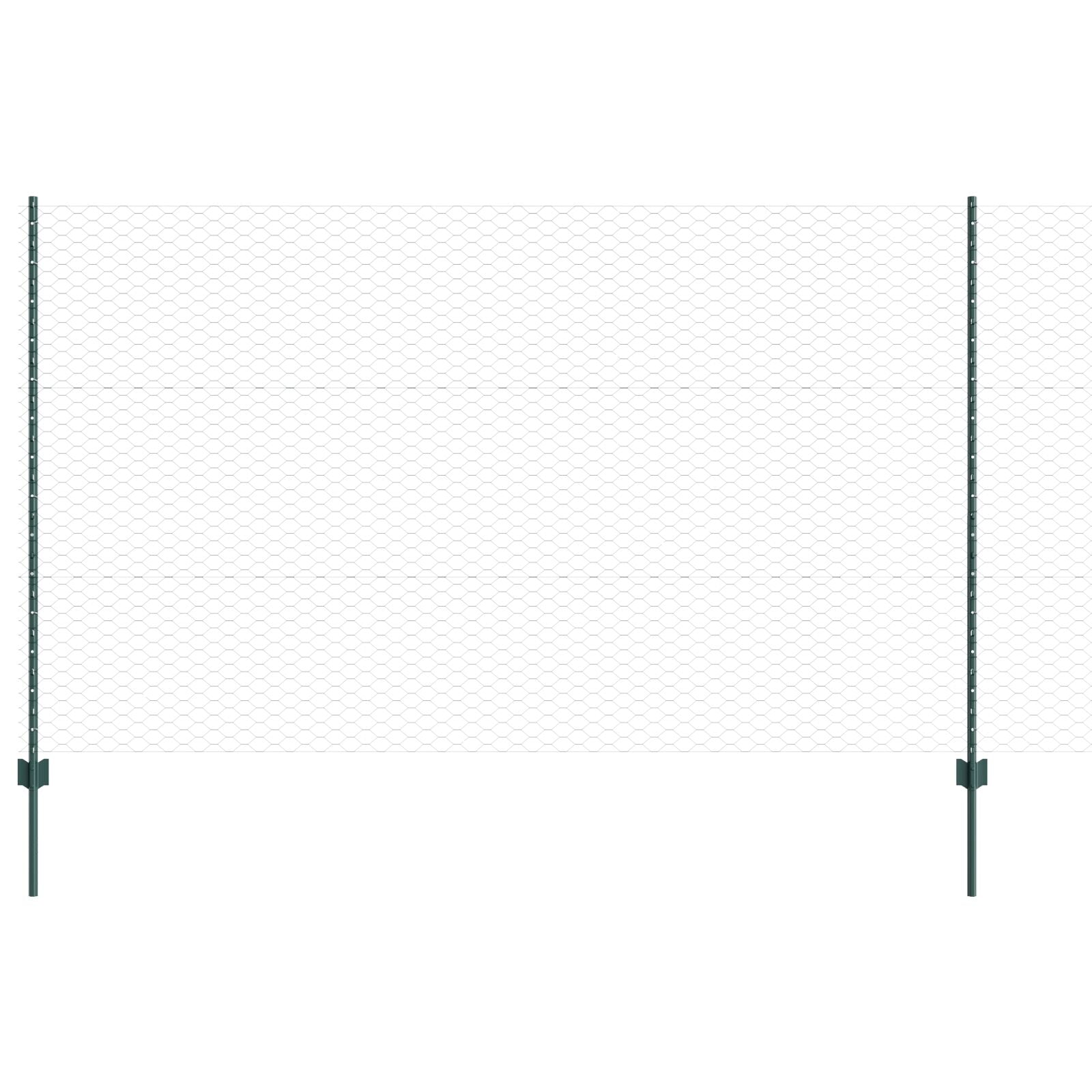 Hekpalen 11 Stuks U-Kanaal Groen 140 Cm Staal,  Hexagonaal Hek Groen 1,4X100 M Staal