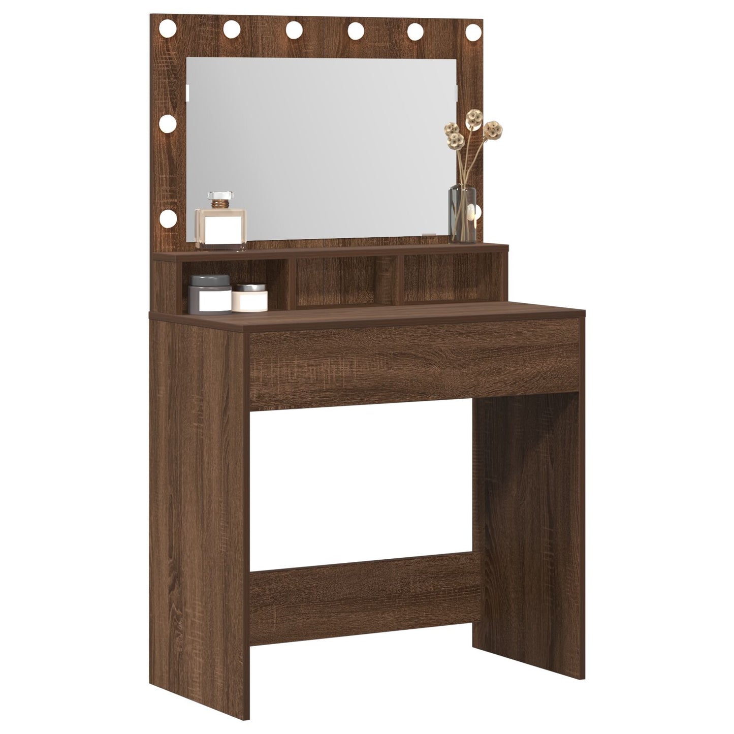 Kaptafel Met Led-Verlichting Bruin Eiken 79 x 41 x 135 cm