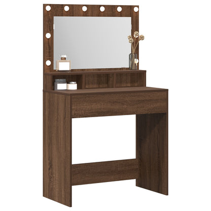 Kaptafel Met Led-Verlichting Bruin Eiken 79 x 41 x 135 cm