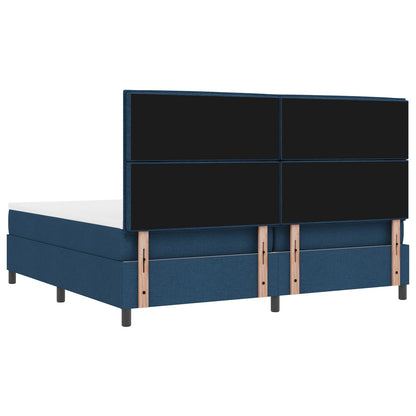 Boxspring Bed Met Matras Stof Blauw 200 x 200 cm Lijnen ontwerp