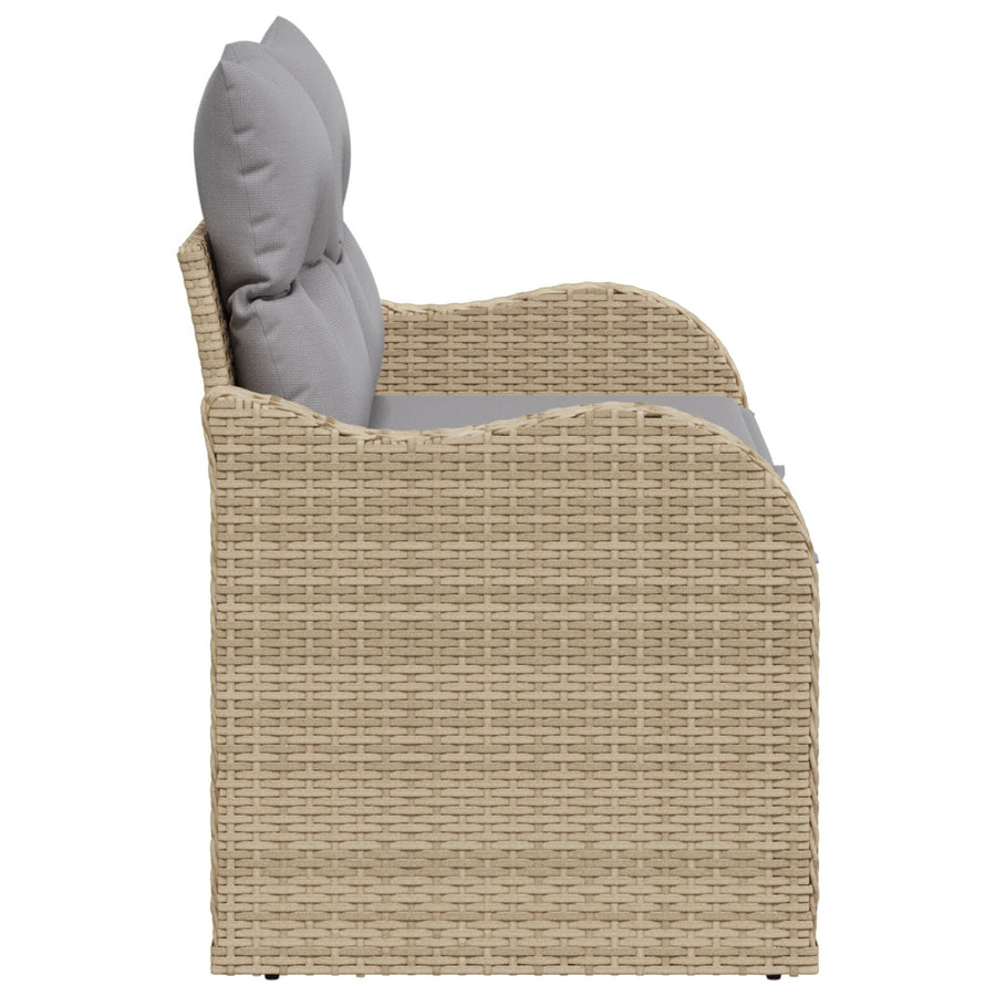 2-Zits Tuinbank Met Opbergruimte & Kussens Poly Rattan Beige en grijs met opslag