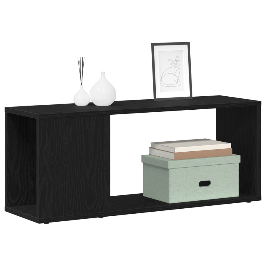 Tv-Meubel Wit Gelaagd Hout Zwart eiken 80 x 24 x 32 cm