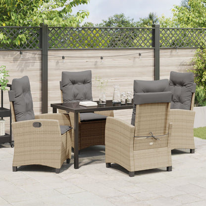 5-Delige Tuin Dinning Set Met Kussens Beige Poly Rattan