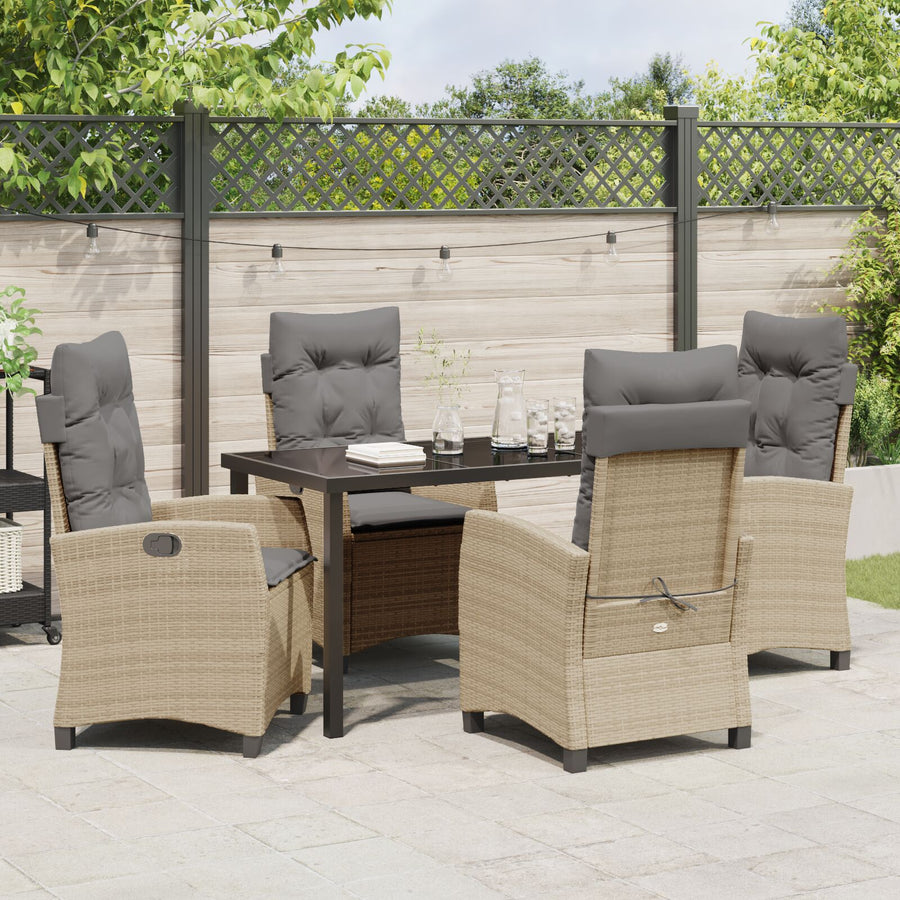 5-Delige Tuin Dinning Set Met Kussens Beige Poly Rattan