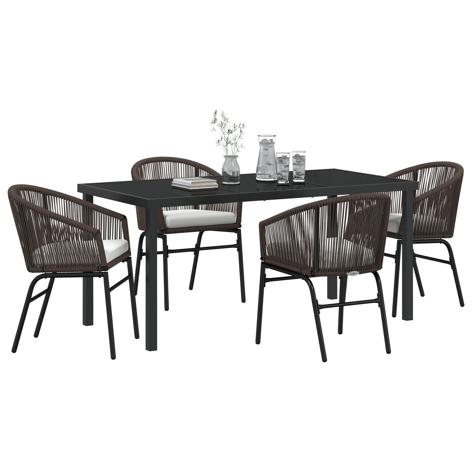 5-Delige Tuin Eetset Bruin Poly Riet