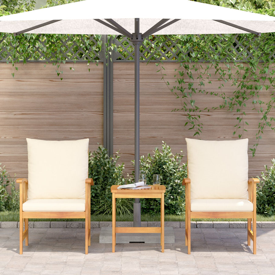 3-Delig Tuin Lounge Set Met Kussens Van Massief Acaciahout 2x stoel + tafel Crème Wit