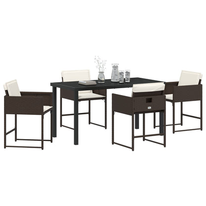 5-Delige Tuin Eetset Met Kussens Bruin Poly Rattan