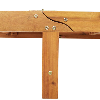 Wielen Zonligstoel Met Tafel En Kussen Van Massief Acaciahout 2 Donkergrijs Zonnebed + Tafel