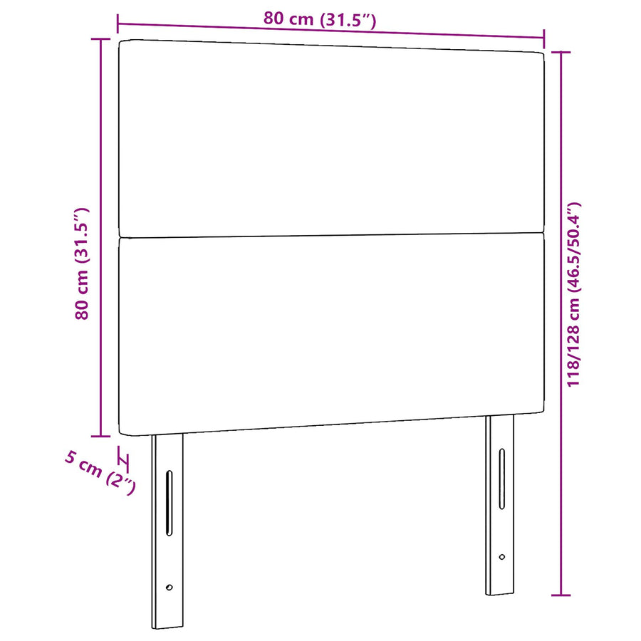 Hoofdbord Effen Ontwerp Korduroy Stof Lichtgroen Grijs 80 cm Hoog hoofdbord