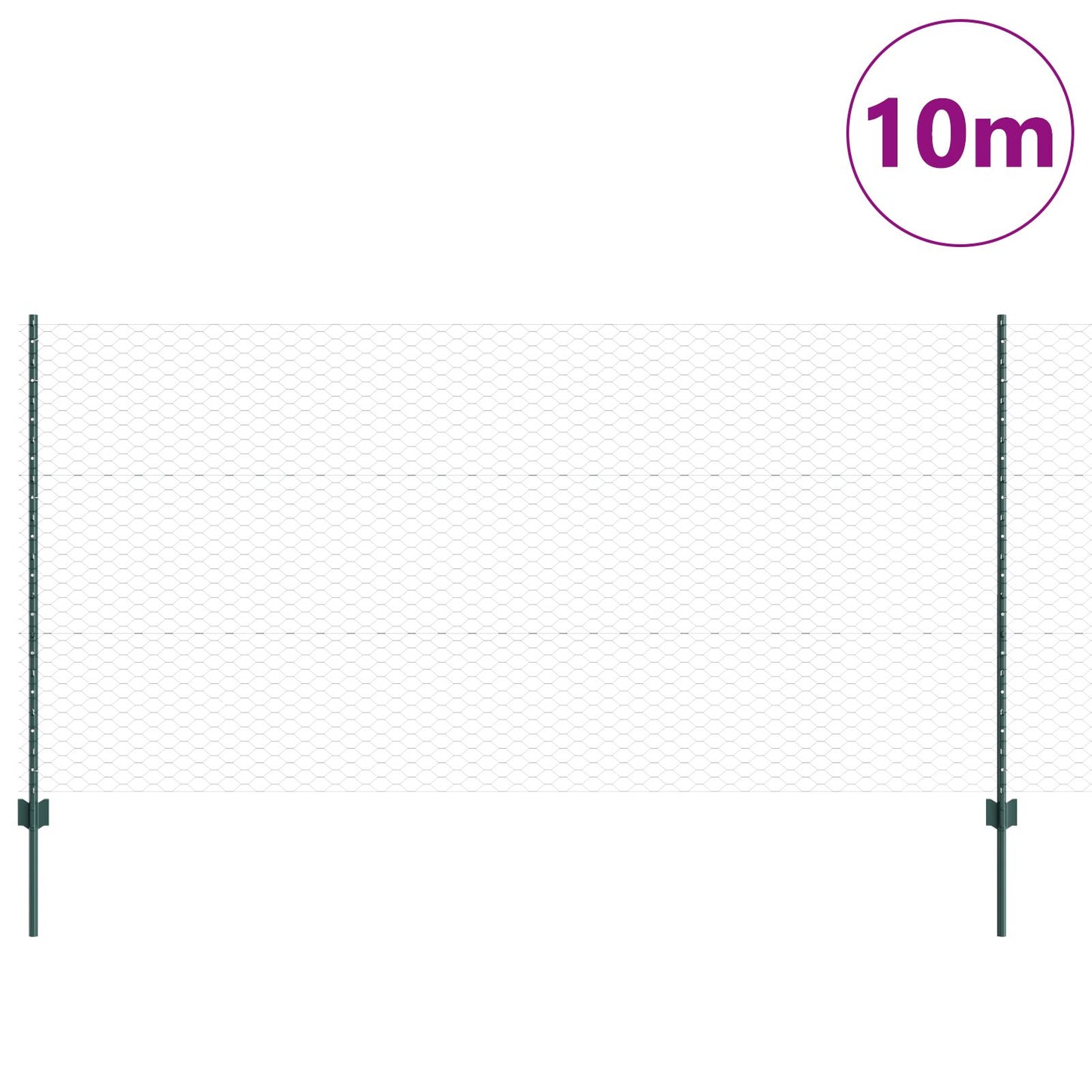 Hekpalen 5 Stuks U-Channel Groen 120 Cm Staal,  Zeshoekig Hek Groen 1,2X10 M Staal