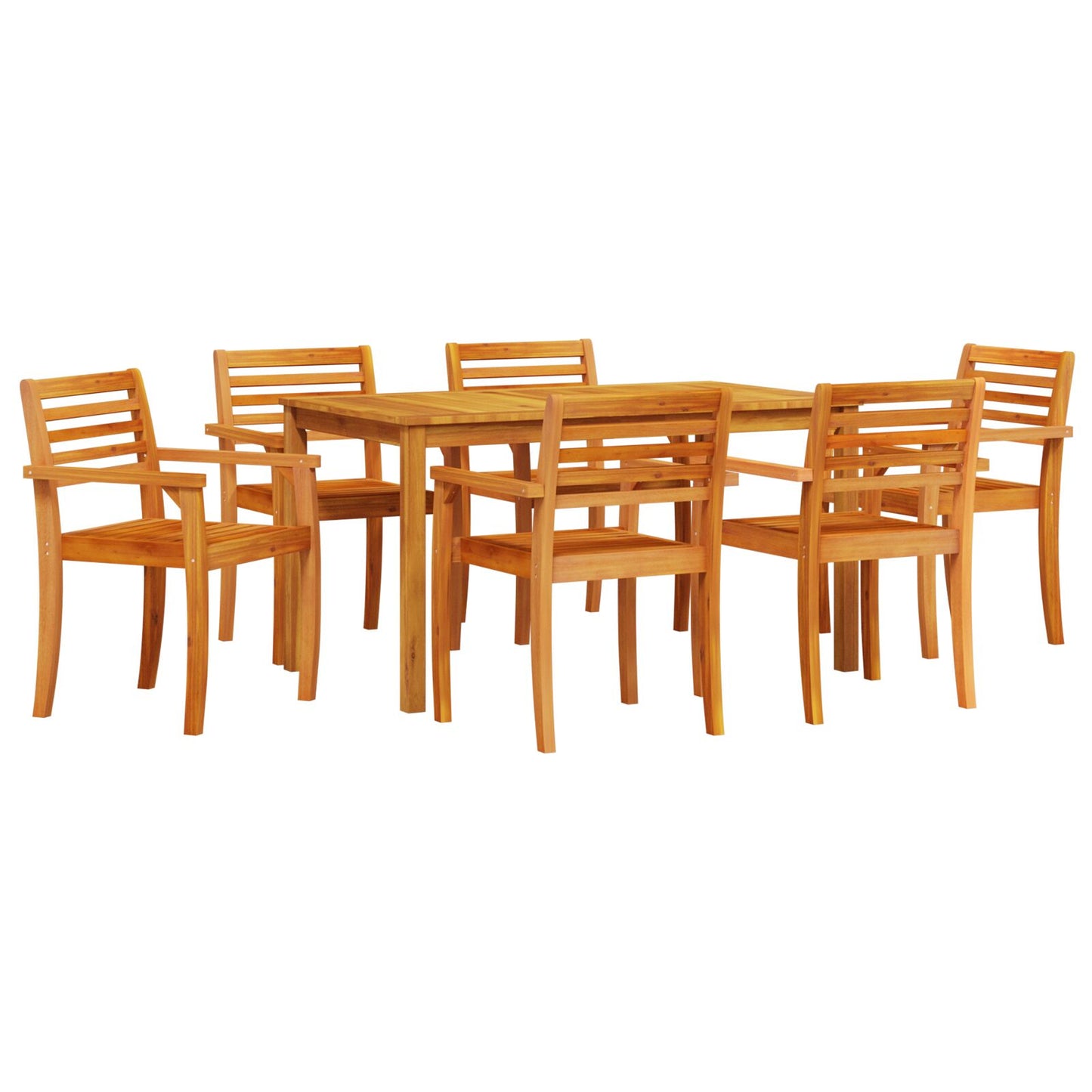 7-Delige Tuin Eetset Van Massief Acaciahout 6-Persoons 140 cm tafel lengte