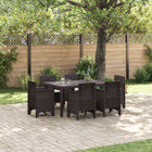 Outdoor Dining Set 7 pcs Brown Poly Rattan