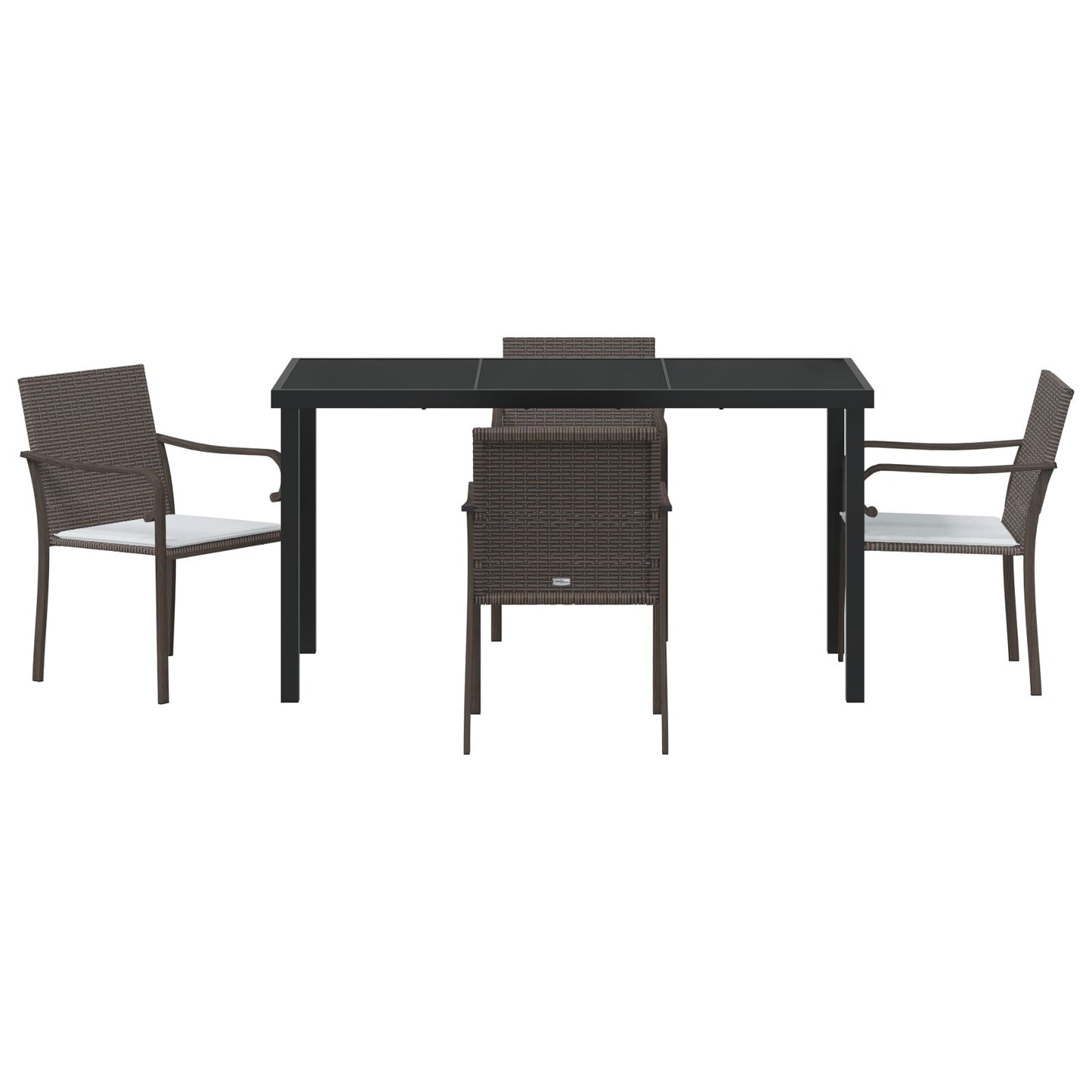 5-Delige Tuinset Met Kussens Poly Rattan 4-Persoons Bruin 140 cm