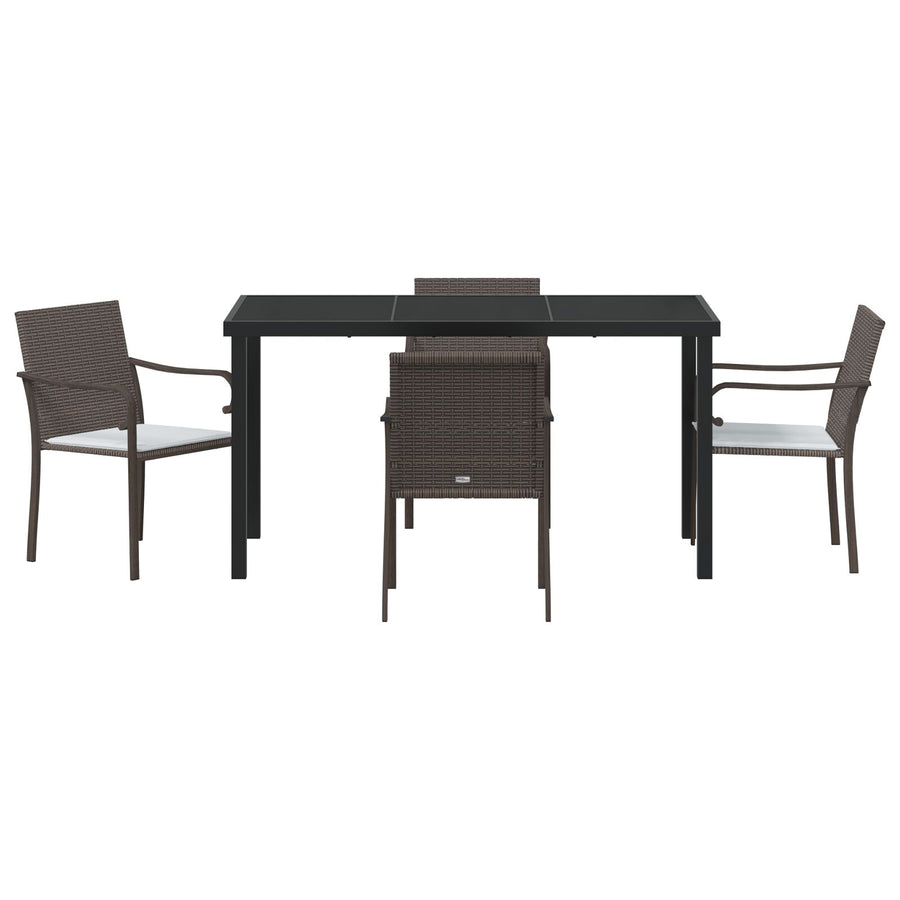 5-Delige Tuinset Met Kussens Poly Rattan 4-Persoons Bruin 140 cm