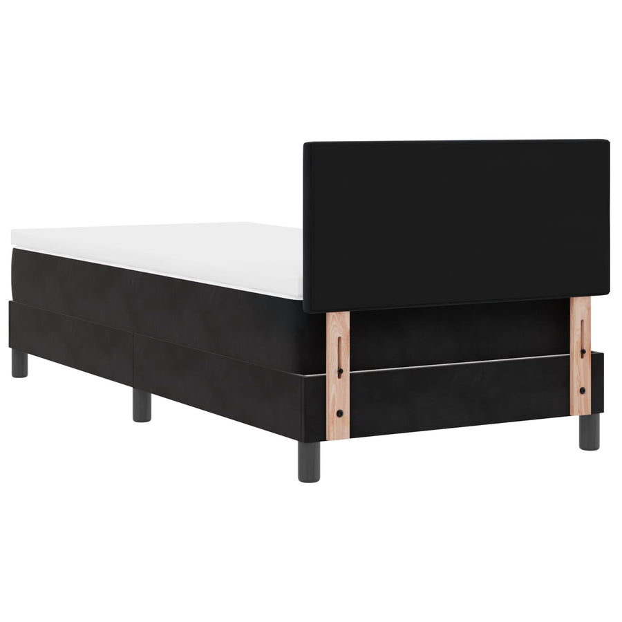 Boxspring Bed Met Matras Zwart 80X200 Cm Fluweel Blauw